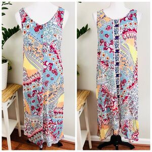 Coldwater Creek Gorgeous Colorful Boho Lightweight Flowy Maxi Dress India - PS
